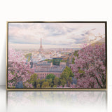 Art Deco poster of Paris skyline in gold and black tones, acrylic framed, suitable for modern art wall decor.