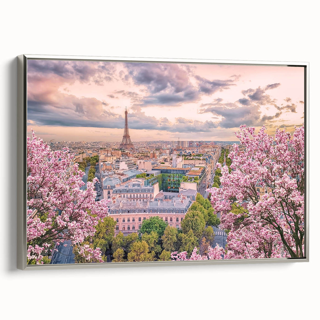Landscape art painting of Paris with colorful accents on a black vintage poster, framed canvas, ideal for living room decor.