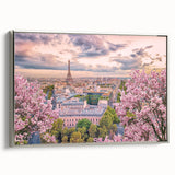 Landscape art painting of Paris with colorful accents on a black vintage poster, framed canvas, ideal for living room decor.