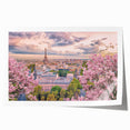 Extra large rolled print depicting a serene Parisian street scene in muted pastel hues.