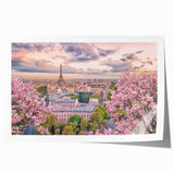 Extra large rolled print depicting a serene Parisian street scene in muted pastel hues.