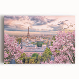 Black and white stretched canvas of Paris scenery, ideal for kitchen wall art or bedroom ambiance.
