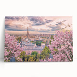 Black and white stretched canvas of Paris scenery, ideal for kitchen art with large format.