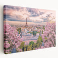 Large art print of Paris scenery in muted earth tones on stretched canvas, suitable for kitchen wall art.