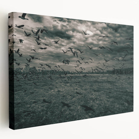 Large canvas print of a European Latvia scenery in muted earth tones, ideal for kitchen wall art.