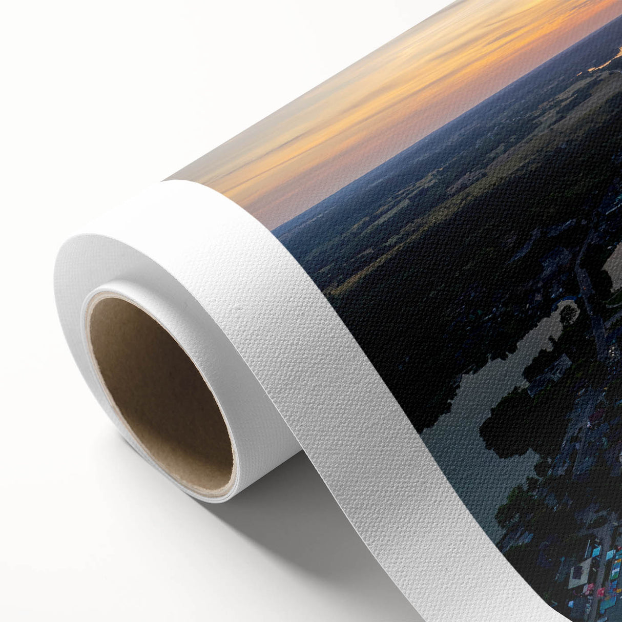 Art Deco poster of a European landscape in pastel shades on rolled canvas, ideal for nursery wall art.