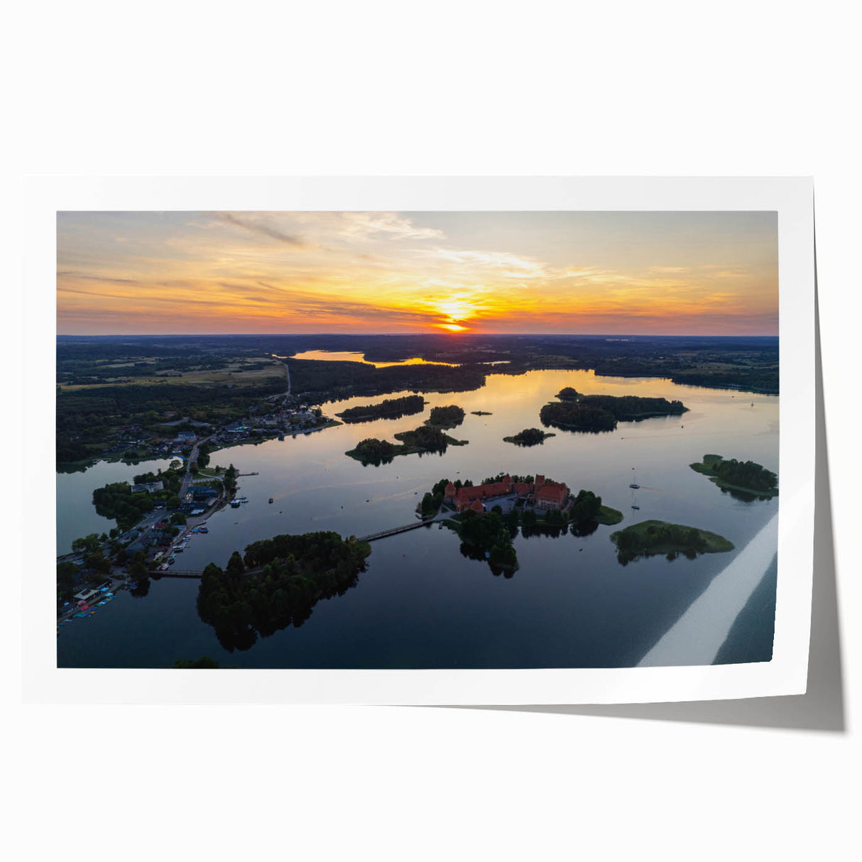Extra large rolled print of a serene Lithuanian landscape with soft floral elements.