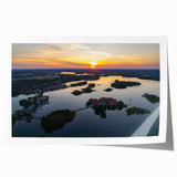 Extra large rolled print of a serene Lithuanian landscape with soft floral elements.