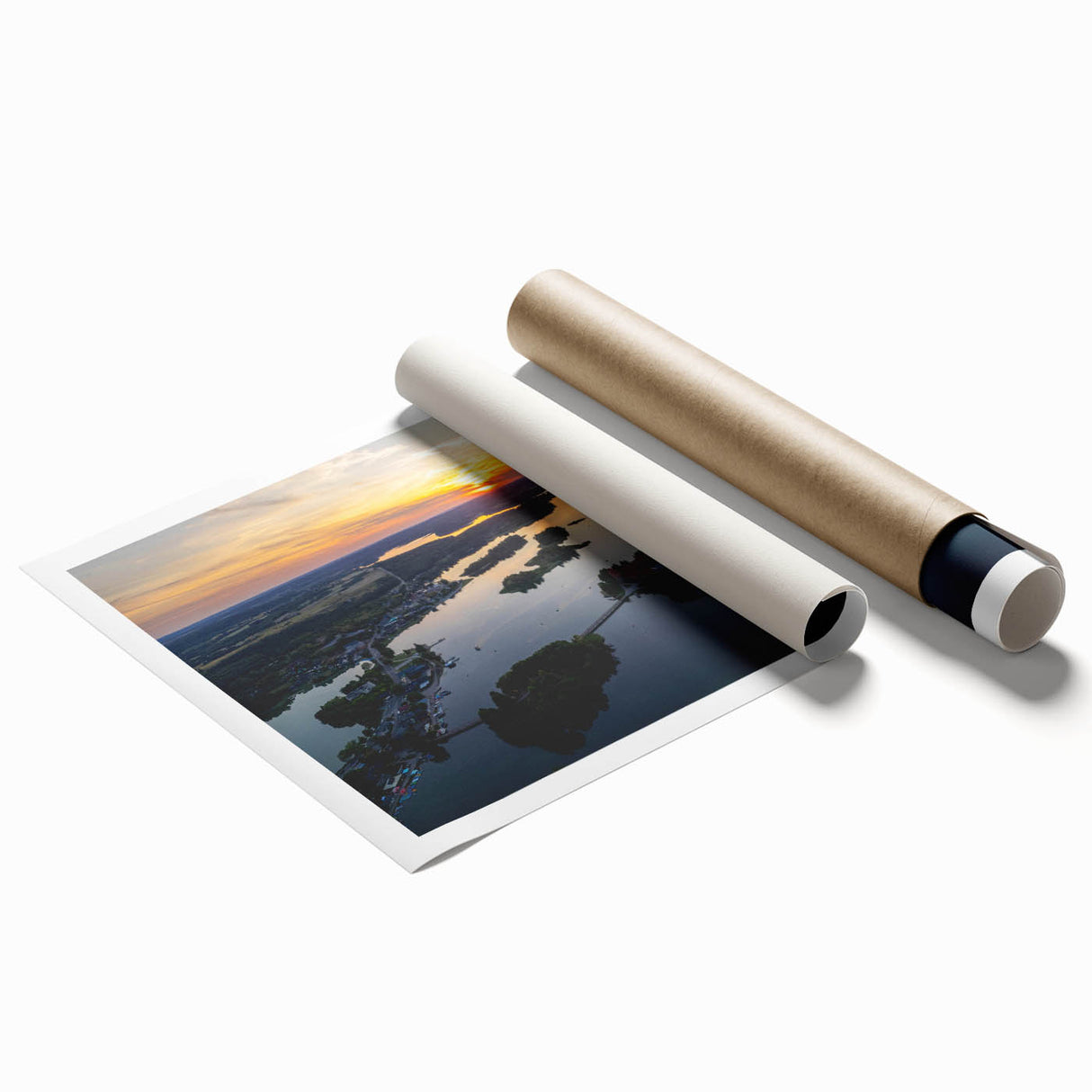 Extra large rolled print of a Lithuanian landscape with vibrant greenery and floral elements.