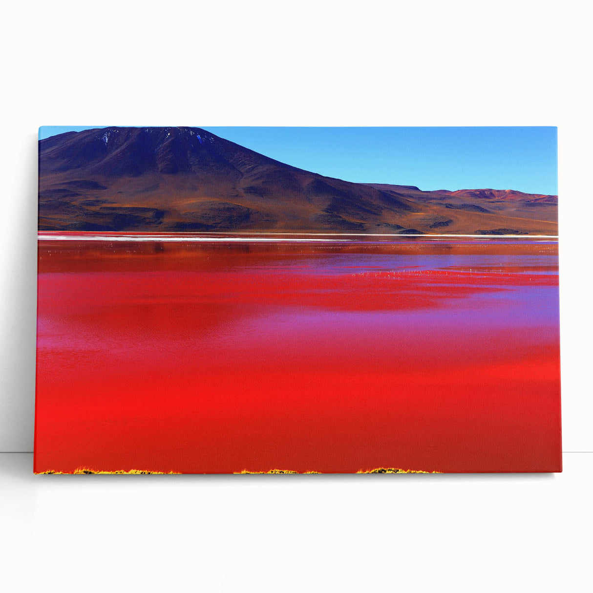 Black and white photo of Bolivian landscape on stretched canvas, ideal for kitchen wall art or bedroom ambiance.