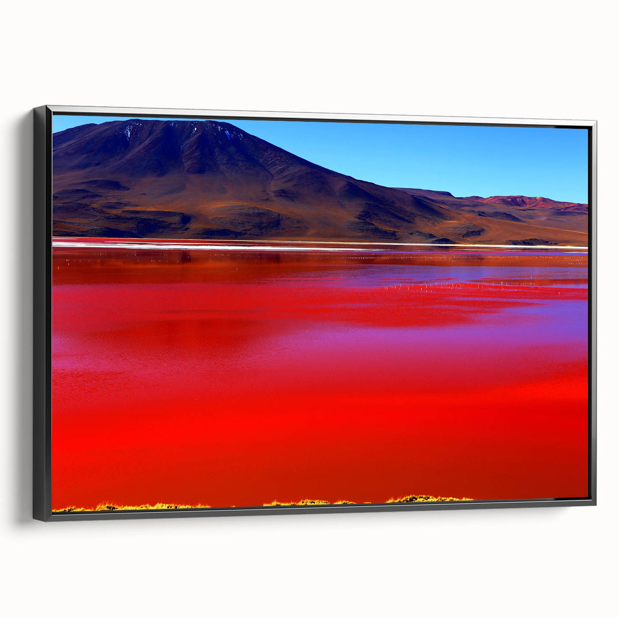 Black and white framed canvas of Bolivian landscape, ideal for bedroom wall art.