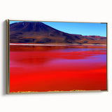 Vintage poster art of a Bolivian landscape on framed canvas, featuring vibrant colors against a black background.