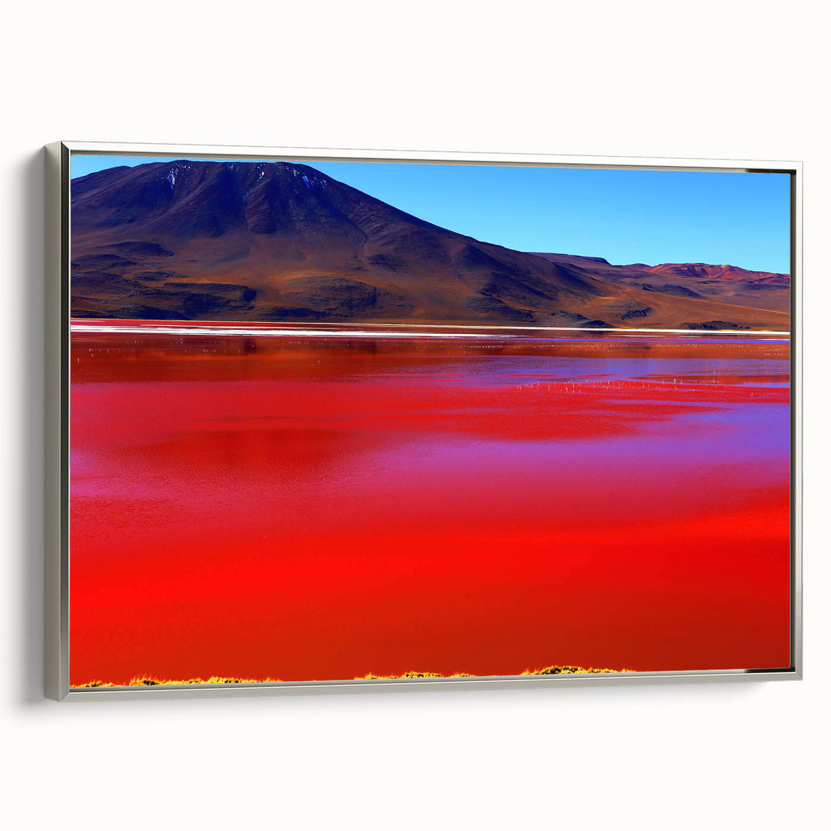 Framed canvas depicting a vintage-style Bolivian landscape in muted black and gray tones, ideal for bedroom wall art.