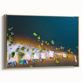 Framed canvas depicting a vintage-style Brazilian landscape in black and gold tones, ideal for bedroom wall art.