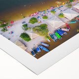 Art deco poster of a Brazilian landscape in soft pastel colors on rolled canvas, suitable for dining room wall art.