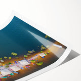 Extra large rolled print depicting line art flowers in subtle earth tones, ideal for large living room wall art.