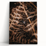 Black and white abstract forest in fall on a large stretched canvas, suitable as kitchen wall art or for a bedroom.