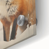 Large abstract wall art on acrylic glass featuring cool blue and white swirls.