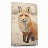 Large abstract wall art depicting winter season in muted blue and white tones.