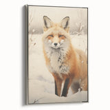 Winter landscape art painting on framed canvas, featuring muted blue and white tones, ideal for living room decor.