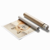 Winter floral art in muted blue and gray tones on a large rolled canvas, ideal for classy bathroom wall art.