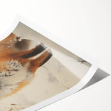 Extra large wall art featuring line art flowers in muted grays and whites on a rolled canvas.