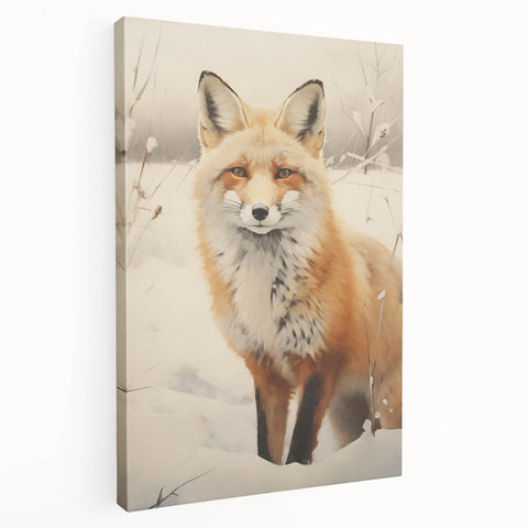 Winter landscape on large stretched canvas, featuring muted blue and white tones, ideal for kitchen wall art.