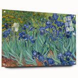 Acrylic print of a Vincent van Gogh inspired abstract painting in vibrant blue and yellow tones.