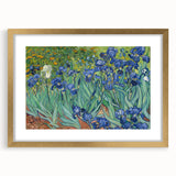 Textured abstract art print in gold frame, featuring swirling blue and yellow tones, ideal for bedroom art.