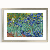 Extra large abstract art print with textured design, featuring swirling blue and yellow hues on a silver-framed canvas.