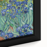 Close-up of a framed canvas featuring Van Gogh-inspired textured art with a black background and colorful, swirling patterns.