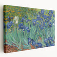 Vincent van Gogh style painting on a large stretched canvas featuring swirling star patterns in vibrant blue and yellow.