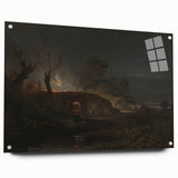 Romanticism Art: "Limekiln at Coalbrookdale" Landscape Canvas Print