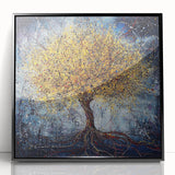 Golden Abstract Tree Wall Art – Modern Canvas & Framed Print