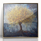 Golden Abstract Tree Wall Art – Modern Canvas & Framed Print