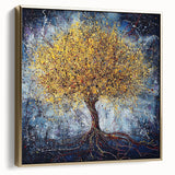 Golden Abstract Tree Wall Art – Modern Canvas & Framed Print