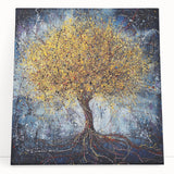 Golden Abstract Tree Wall Art – Modern Canvas & Framed Print