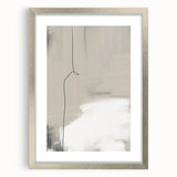 Abstract minimalist wall art framed in silver, showcasing geometric shapes and soft colors, perfect for modern home decor. Ideal for enhancing living spaces.