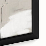 Close-up of abstract minimalist wall art featuring soft earth-toned colors and geometric shapes, framed elegantly for modern decor, creating a serene ambiance.