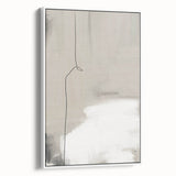 Abstract minimalist wall art on a white-framed canvas, showcasing geometric shapes and soft pastel colors, perfect for modern home decor and aesthetic enhancement.