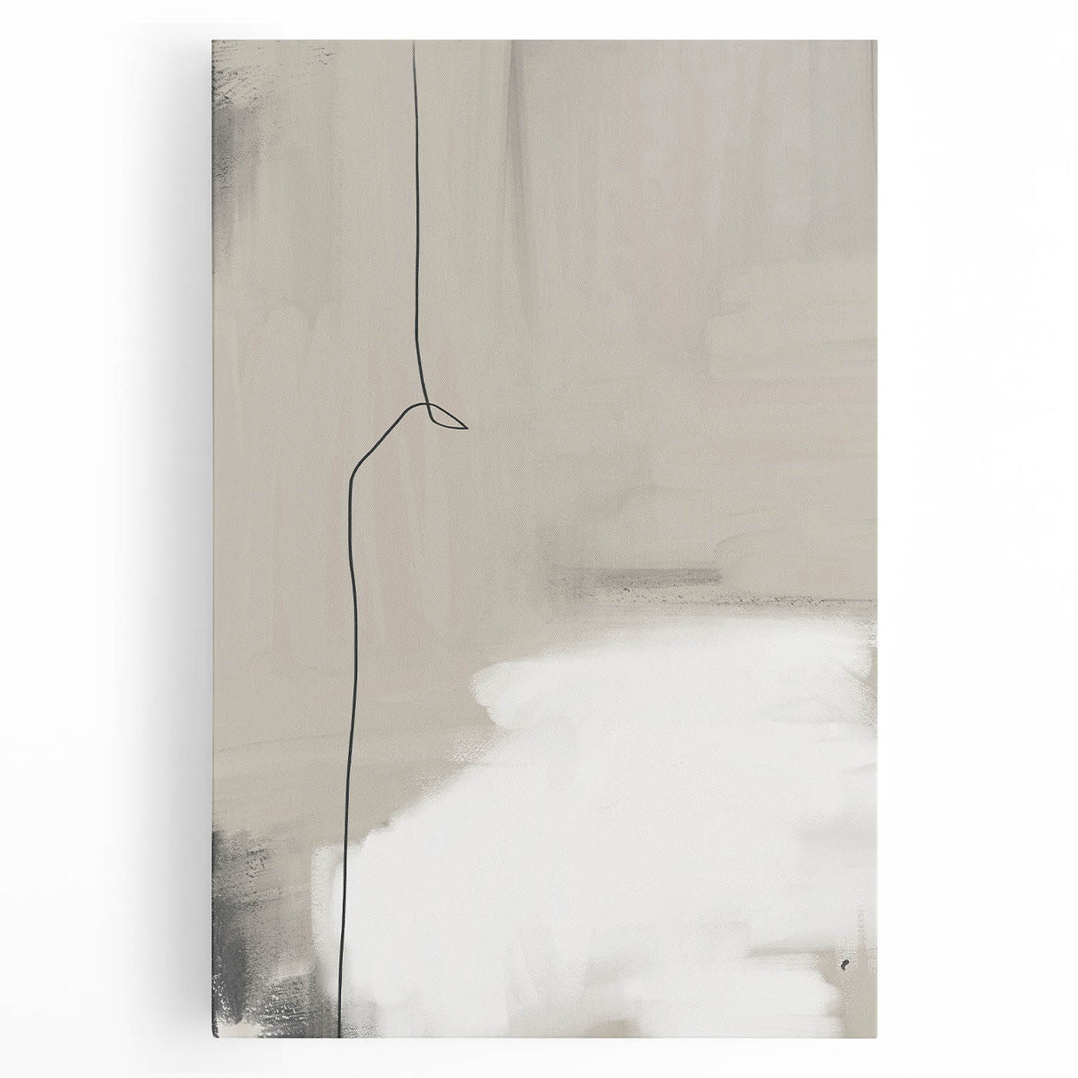 Abstract minimalist wall art displayed on stretched canvas, featuring soft pastel colors and geometric shapes, perfect for modern home decor.
