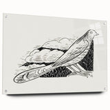 Modern Wall Art - Minimalist Dove Illustration | Elegant Black & White Art