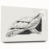 Modern Wall Art - Minimalist Dove Illustration | Elegant Black & White Art