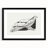Modern Wall Art - Minimalist Dove Illustration | Elegant Black & White Art