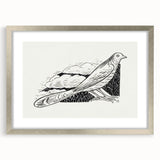 Modern Wall Art - Minimalist Dove Illustration | Elegant Black & White Art