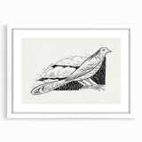 Modern Wall Art - Minimalist Dove Illustration | Elegant Black & White Art