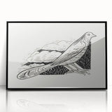 Modern Wall Art - Minimalist Dove Illustration | Elegant Black & White Art