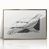 Modern Wall Art - Minimalist Dove Illustration | Elegant Black & White Art