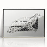 Modern Wall Art - Minimalist Dove Illustration | Elegant Black & White Art