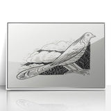 Modern Wall Art - Minimalist Dove Illustration | Elegant Black & White Art